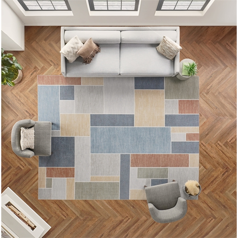 Nourison Home Astra Machine Washable 6' x 9' Polyester Multicolor Area Rug