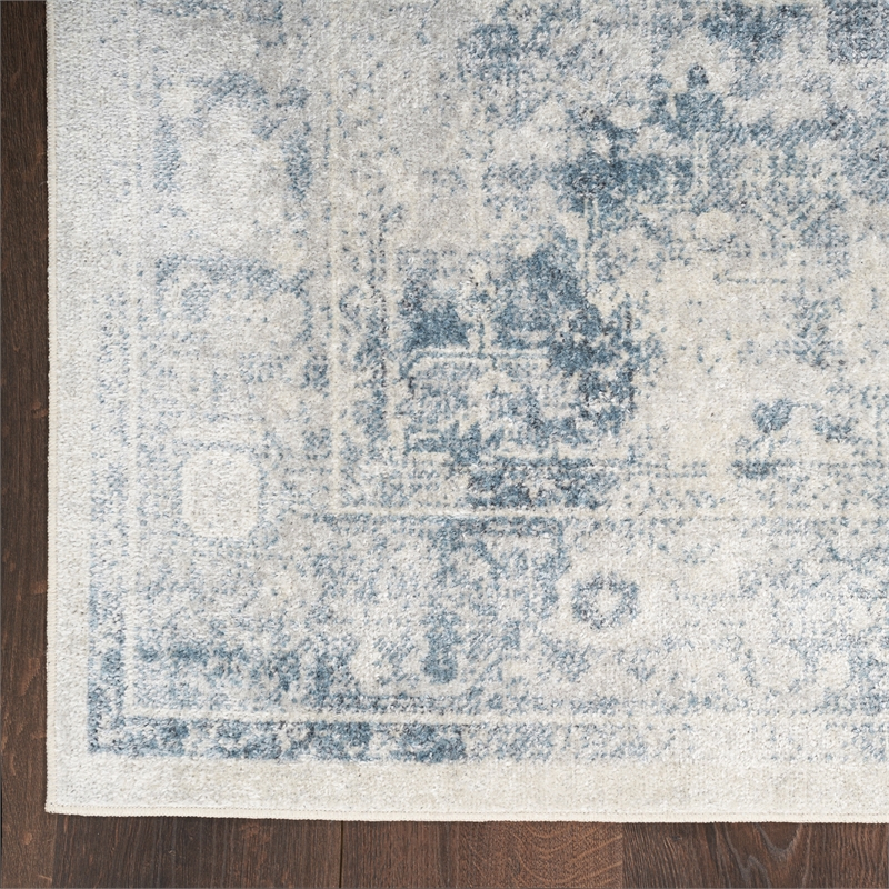 Nourison Home Astra Machine Washable 6' x 9' Polyester Blue Ivory Area Rug