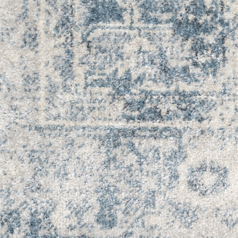 Nourison Home Astra Machine Washable 6' x 9' Polyester Blue Ivory Area Rug