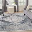Nourison Home Astra Machine Washable 6' x 9' Polyester Blue Ivory Area Rug