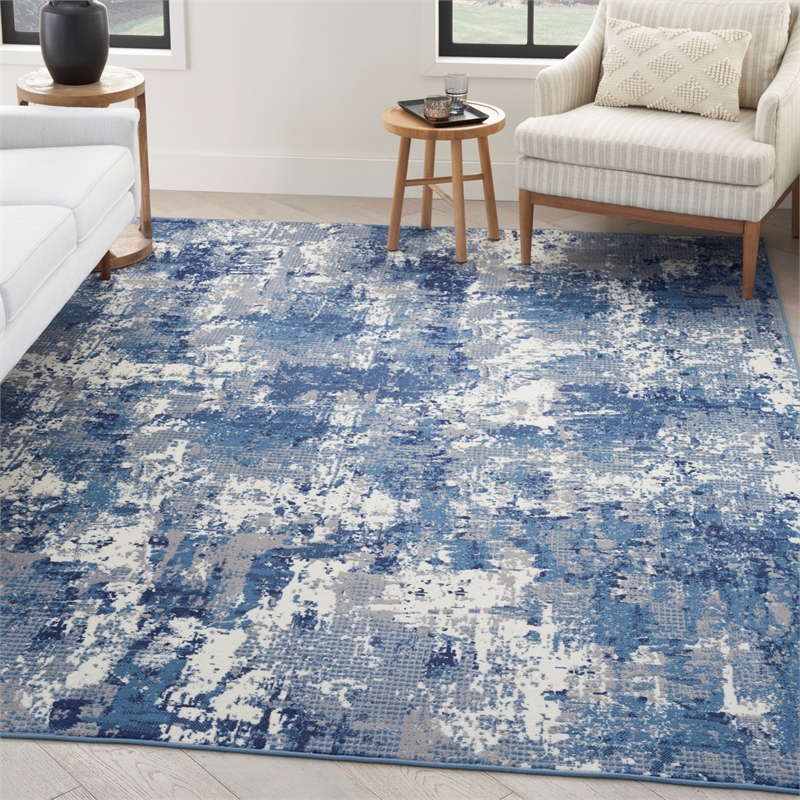 Nourison Home Grafix 7' x 10' Fabric Navy Blue Area Rug