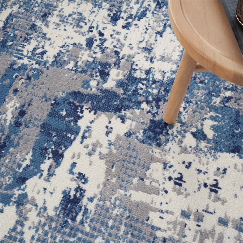 Nourison Home Grafix 7' x 10' Fabric Navy Blue Area Rug