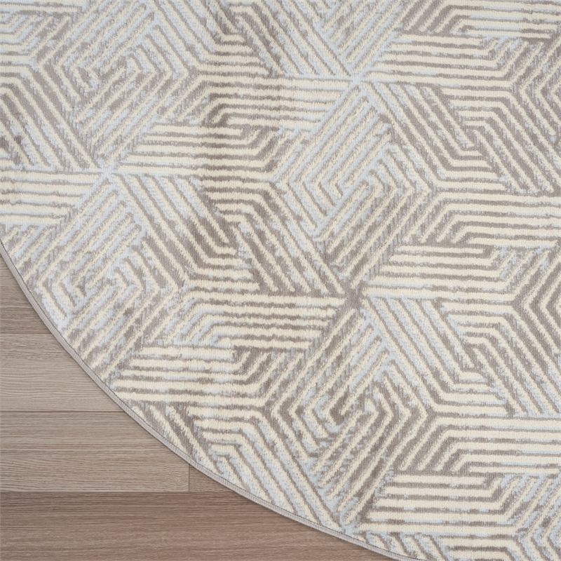 Nourison Home Grafix 8' x Round Fabric Grey Area Rug