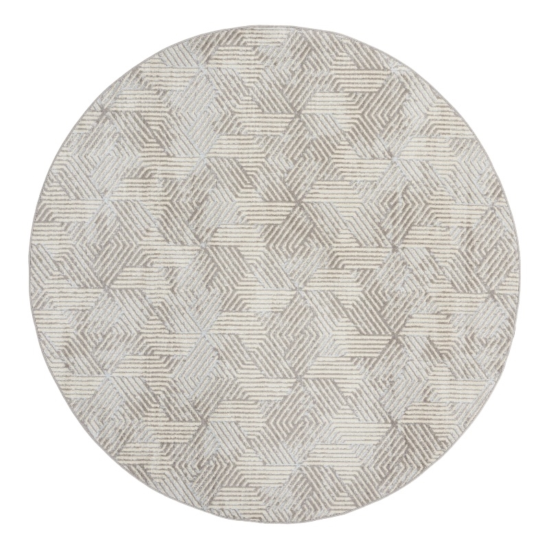Nourison Home Grafix 8' x Round Fabric Grey Area Rug