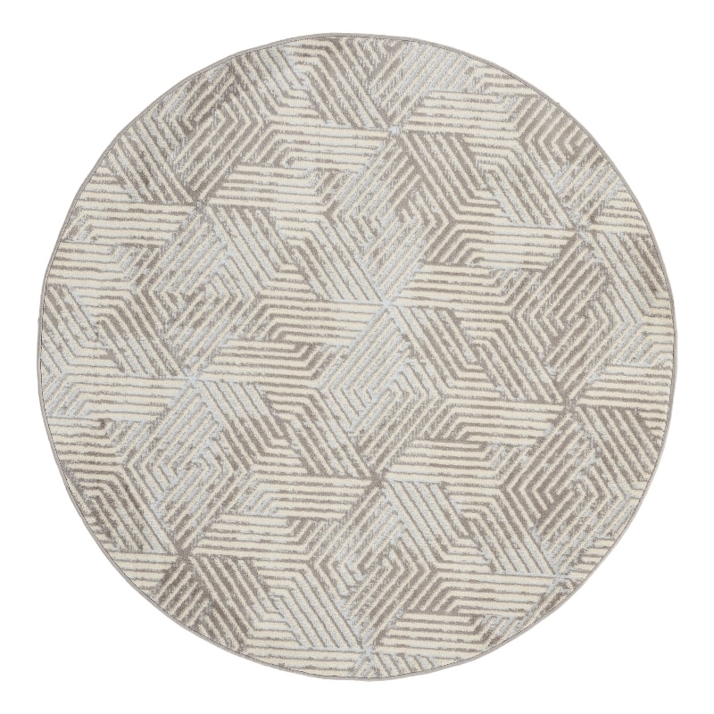Nourison Home Grafix 5' x Round Fabric Grey Area Rug