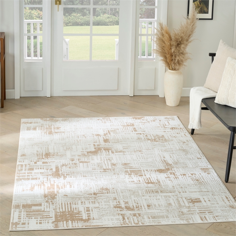 Nourison Home Dekor 4' x 6' Polyester Ivory Taupe Area Rug