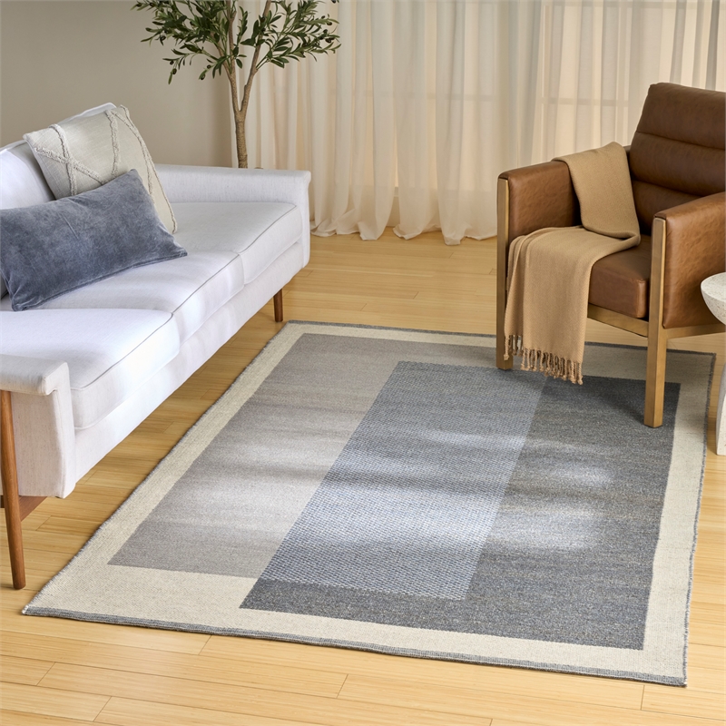 Nourison Home Copenhagen 5' x 7' Flatwoven Wool Ivory Blue Area Rug