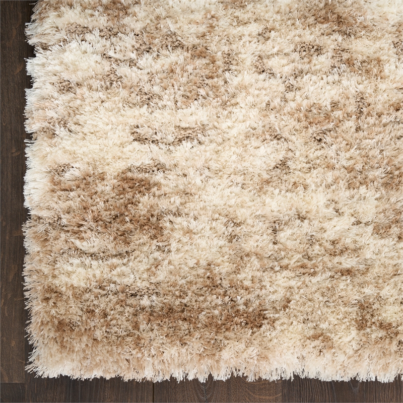 Nourison Home Luxurious Shag 8' x 10' Polyester Ivory Dark Beige Area Rug