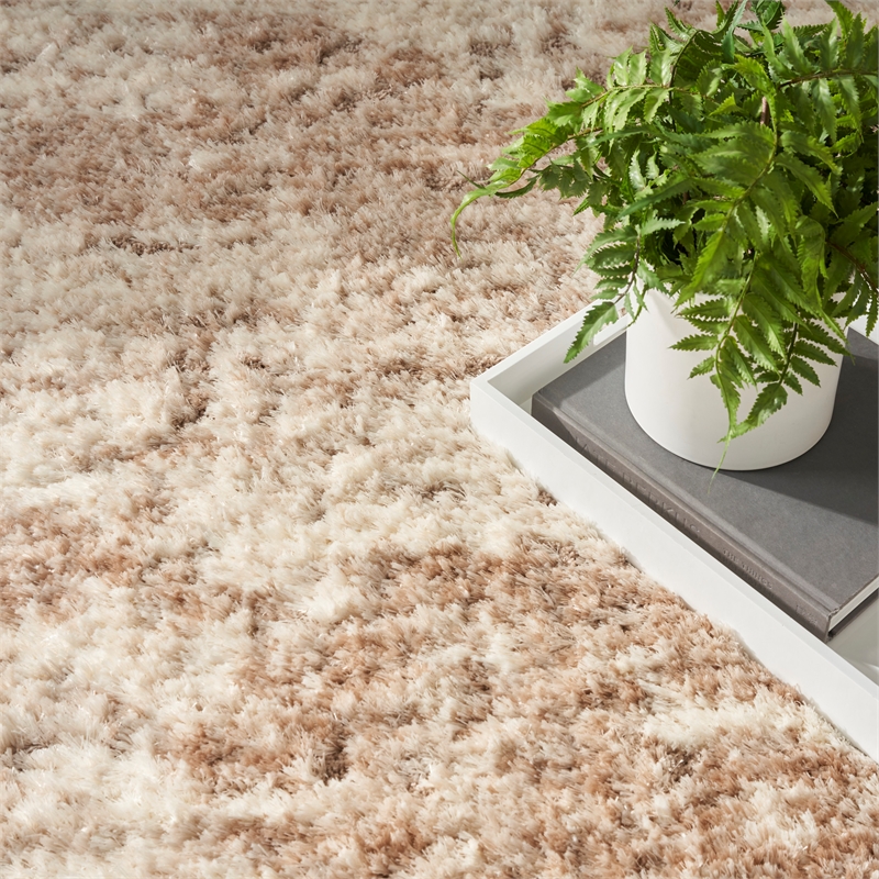 Nourison Home Luxurious Shag 8' x 10' Polyester Ivory Dark Beige Area Rug