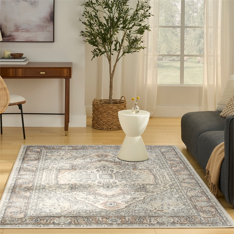 Nourison Home Concerto 5' x 7' Fabric Ivory Grey Taupe Area Rug