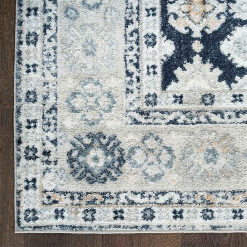Nourison Home Dekor 5' x 7' Polyester Grey Navy Area Rug