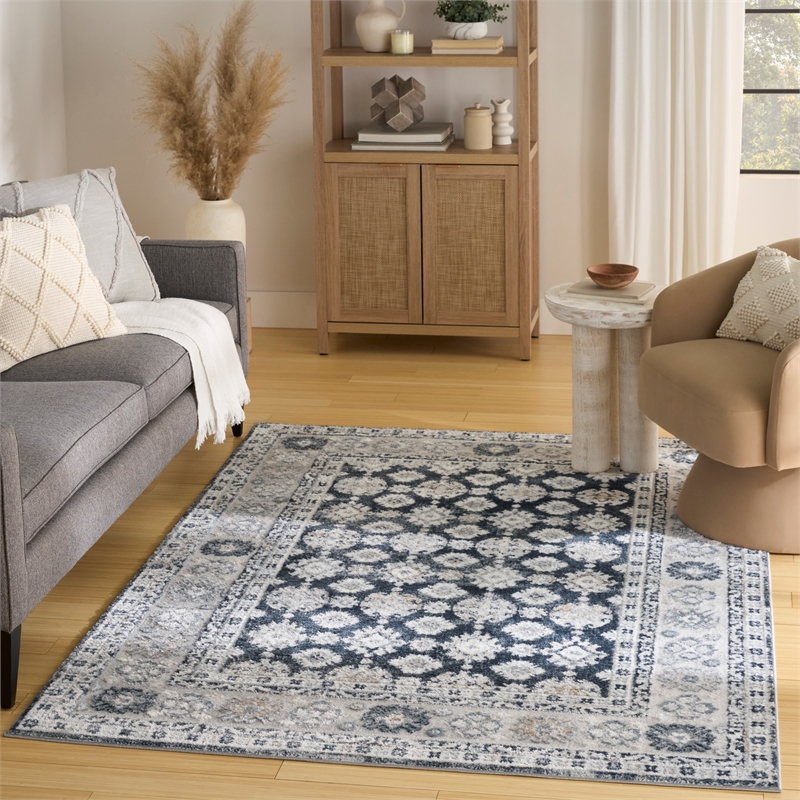 Nourison Home Dekor 5' x 7' Polyester Grey Navy Area Rug
