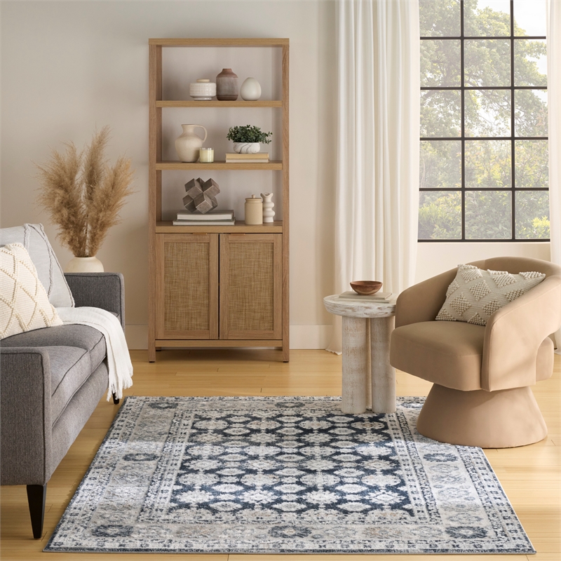 Nourison Home Dekor 5' x 7' Polyester Grey Navy Area Rug