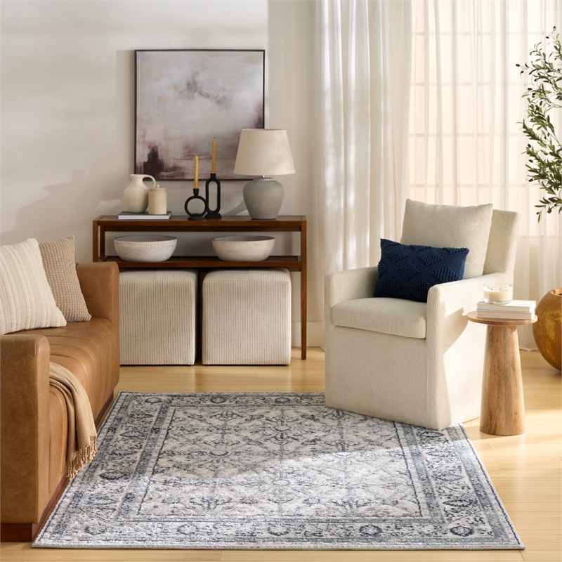 Nourison Home Dekor 5' x 7' Polyester Grey Navy Area Rug