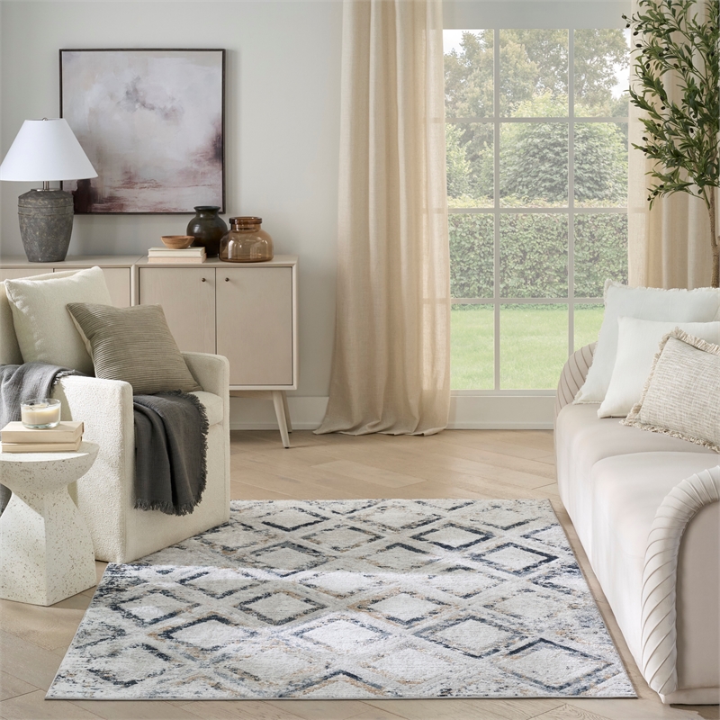Nourison Home Dekor 5' x 7' Polyester Grey Navy Area Rug