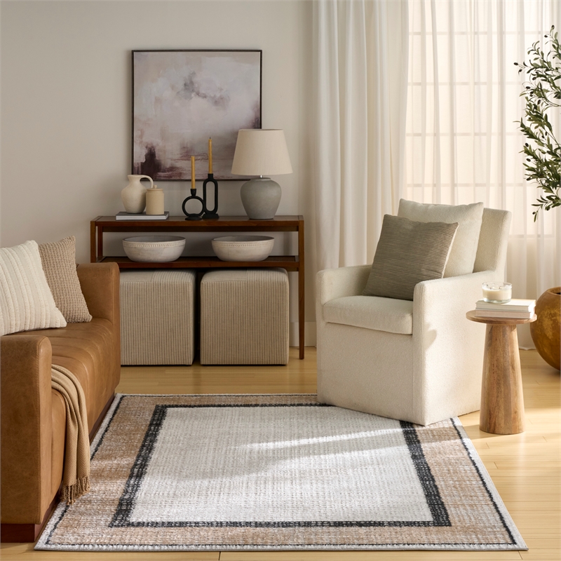 Nourison Home Dekor 5' x 7' Polyester Grey Charcoal Area Rug