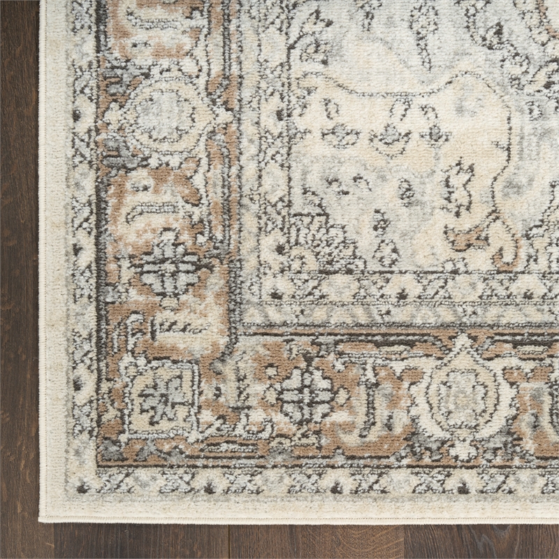 nourison home concerto 8' runner fabric ivory grey taupe area rug