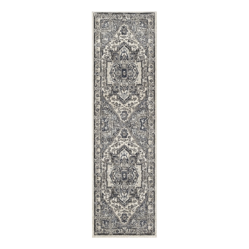 Nourison Home Concerto 8' Runner Fabric Ivory Navy Area Rug