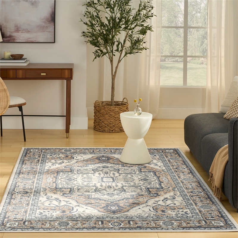 Nourison Home Concerto 6' x 9' Fabric Ivory Taupe Area Rug