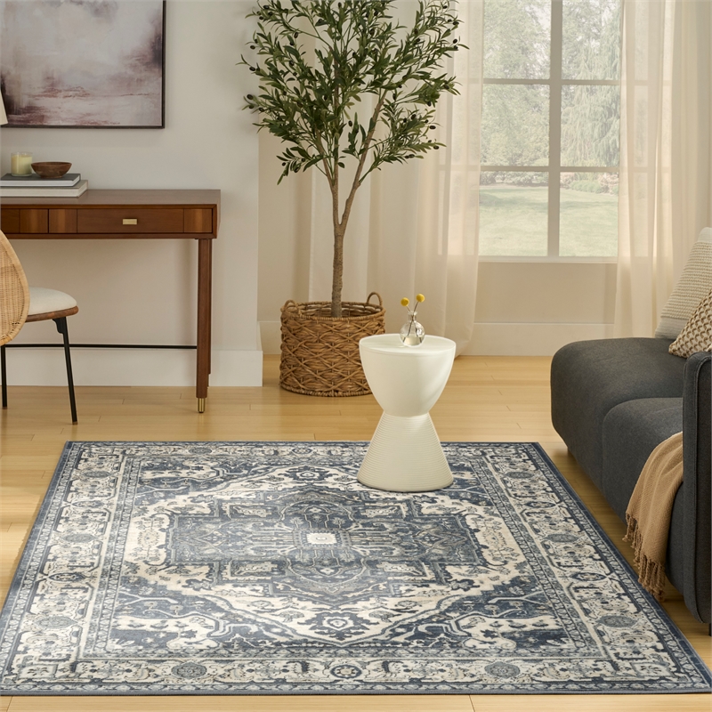 Nourison Home Concerto 6' x 9' Fabric Navy Ivory Area Rug
