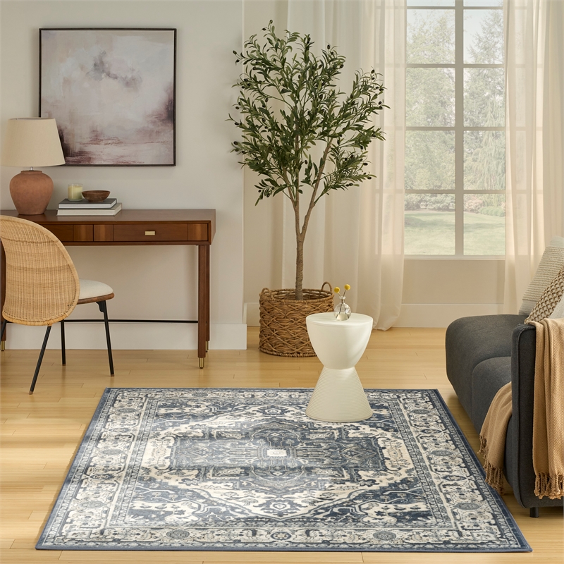 Nourison Home Concerto 6' x 9' Fabric Navy Ivory Area Rug