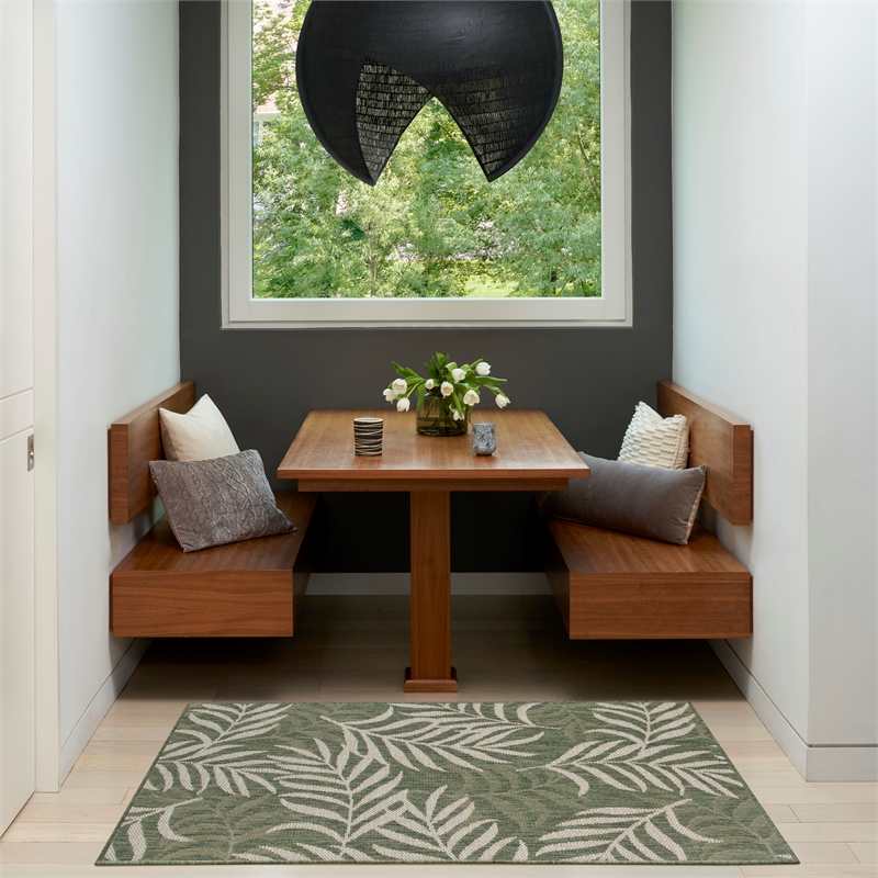 Nourison Home Garden Oasis 2' x 4' Fabric Green Ivory Area Rug