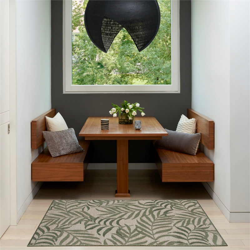 Nourison Home Garden Oasis 2' x 4' Fabric Ivory Green Area Rug
