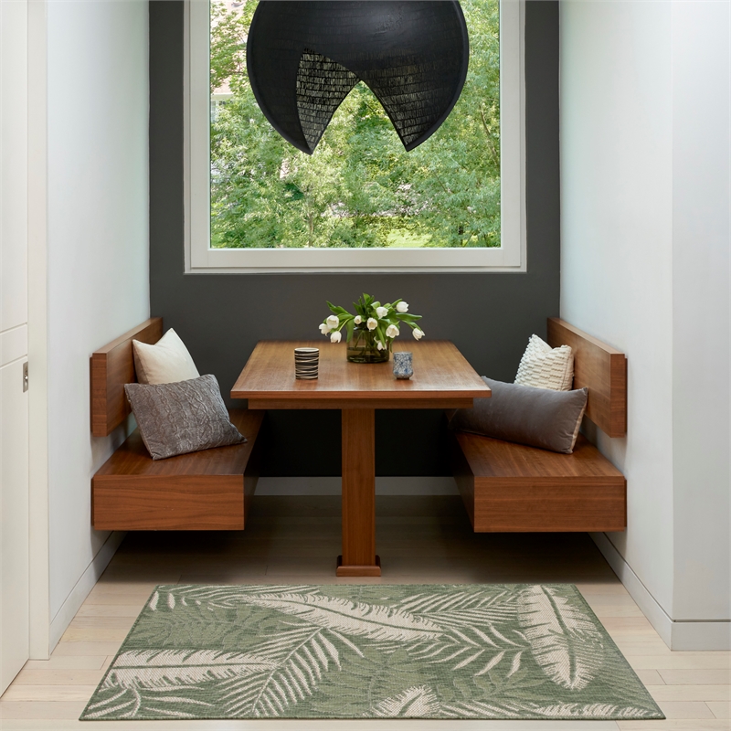 Nourison Home Garden Oasis 2' x 4' Fabric Green Ivory Area Rug