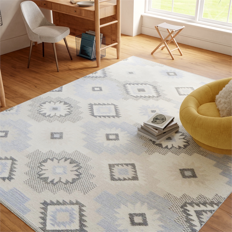 Nourison Home Copenhagen 8' x 10' Flatwoven Wool Ivory Blue Area Rug