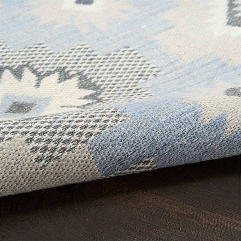 Nourison Home Copenhagen 8' x 10' Flatwoven Wool Ivory Blue Area Rug