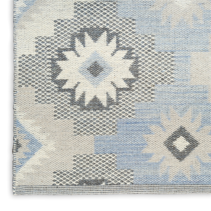 Nourison Home Copenhagen 8' x 10' Flatwoven Wool Ivory Blue Area Rug