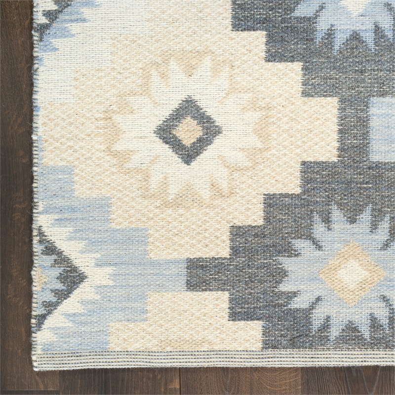 Nourison Home Copenhagen 8' x 10' Flatwoven Wool Ivory Navy Area Rug