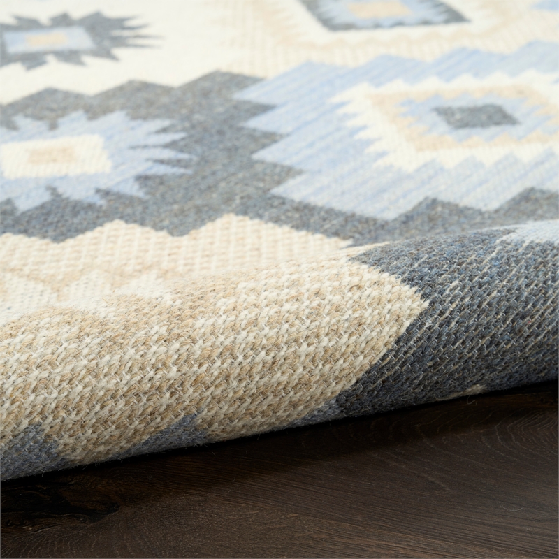Nourison Home Copenhagen 8' x 10' Flatwoven Wool Ivory Navy Area Rug