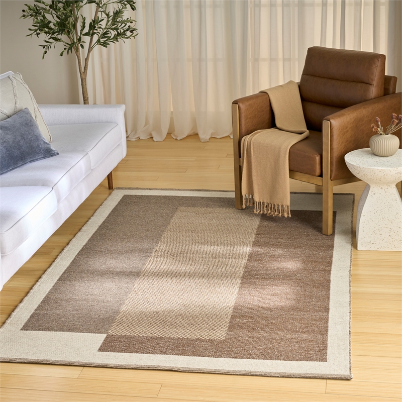 Nourison Home Copenhagen 8' x 10' Flatwoven Wool Ivory Mocha Area Rug