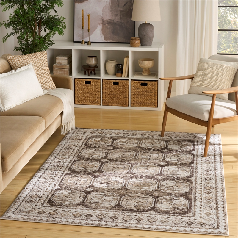 Nourison Home Dekor 5' x 7' Polyester Ivory Brown Area Rug