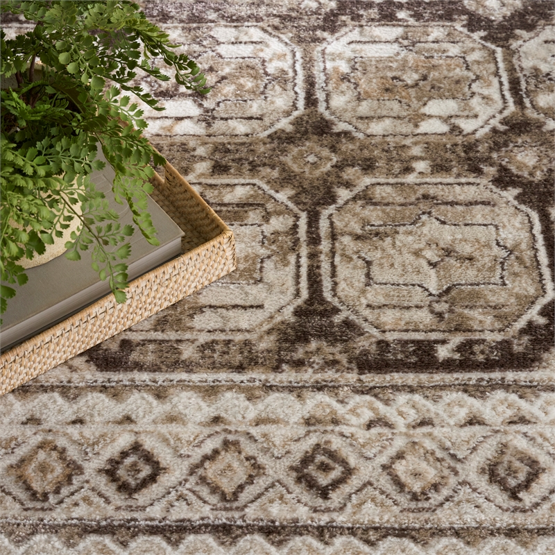 Nourison Home Dekor 5' x 7' Polyester Ivory Brown Area Rug