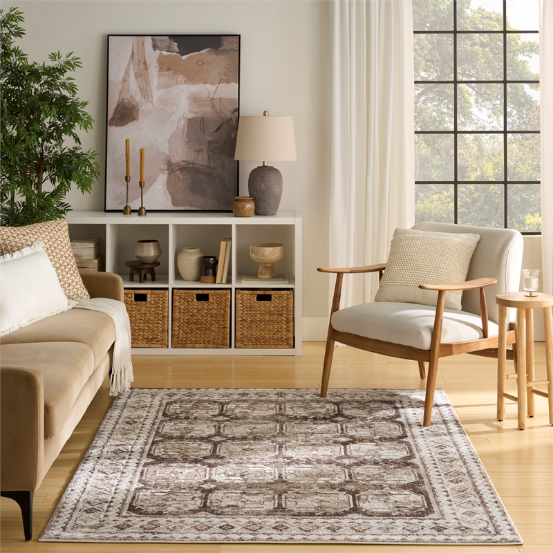 Nourison Home Dekor 5' x 7' Polyester Ivory Brown Area Rug