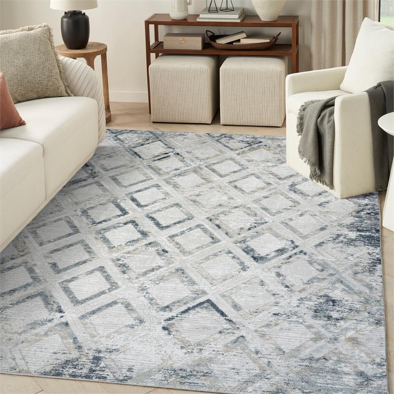 Nourison Home Dekor 8' x 10' Polyester Grey Navy Area Rug