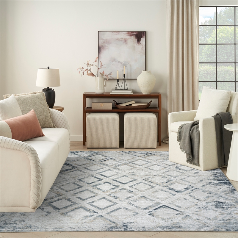 Nourison Home Dekor 8' x 10' Polyester Grey Navy Area Rug