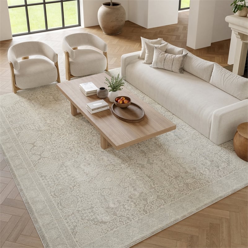 Nourison Home Renewed 8' x 10' Polyester Silver Ivory Area Rug