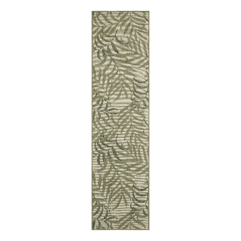 Nourison Home Garden Oasis 6' Runner Fabric Ivory Green Area Rug
