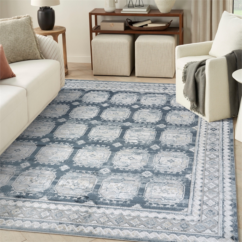 Nourison Home Dekor 8' x 10' Polyester Grey Navy Area Rug