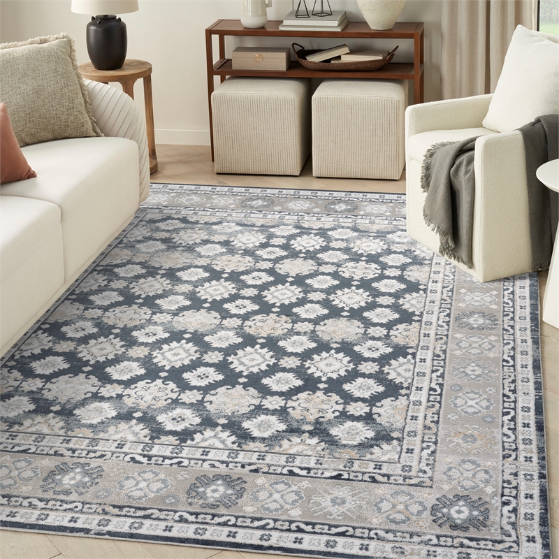 Nourison Home Dekor 8' x 10' Polyester Grey Navy Area Rug