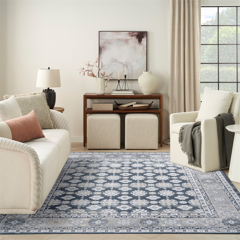 Nourison Home Dekor 8' x 10' Polyester Grey Navy Area Rug