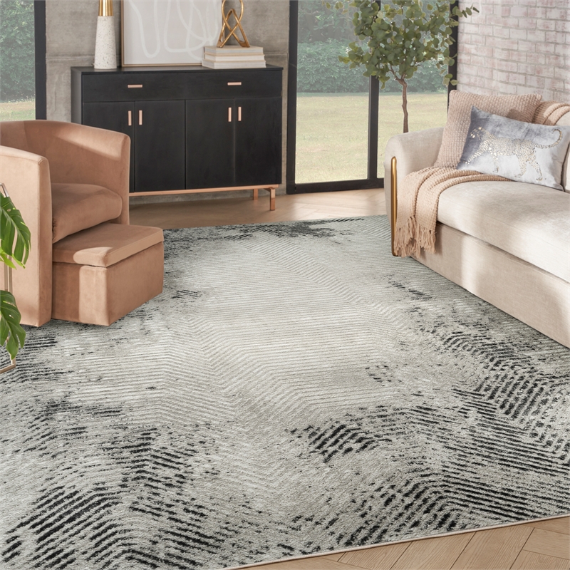 Nourison Home Dekor 8' x 10' Polyester Grey Charcoal Area Rug