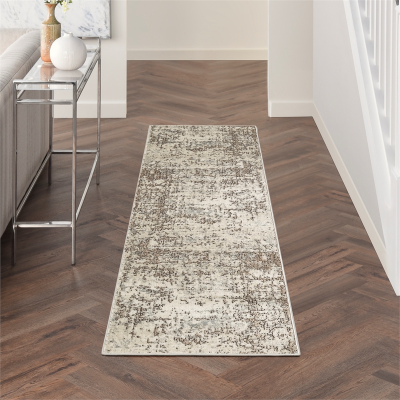 Nourison Home Concerto 10' Runner Fabric Ivory Beige Area Rug