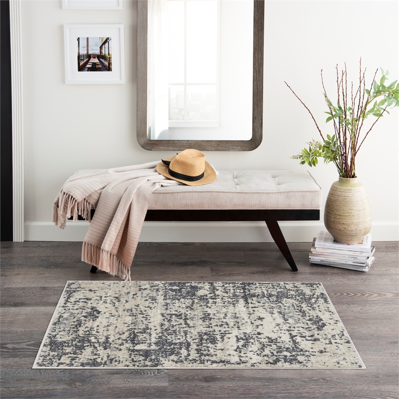 Nourison Home Concerto 2' x 4' Fabric Ivory Grey Area Rug