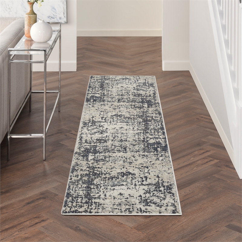 Nourison Home Concerto 8' Runner Fabric Ivory Grey Area Rug