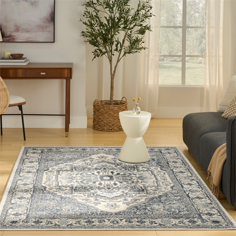 Nourison Home Concerto 4' x 6' Fabric Ivory Navy Area Rug