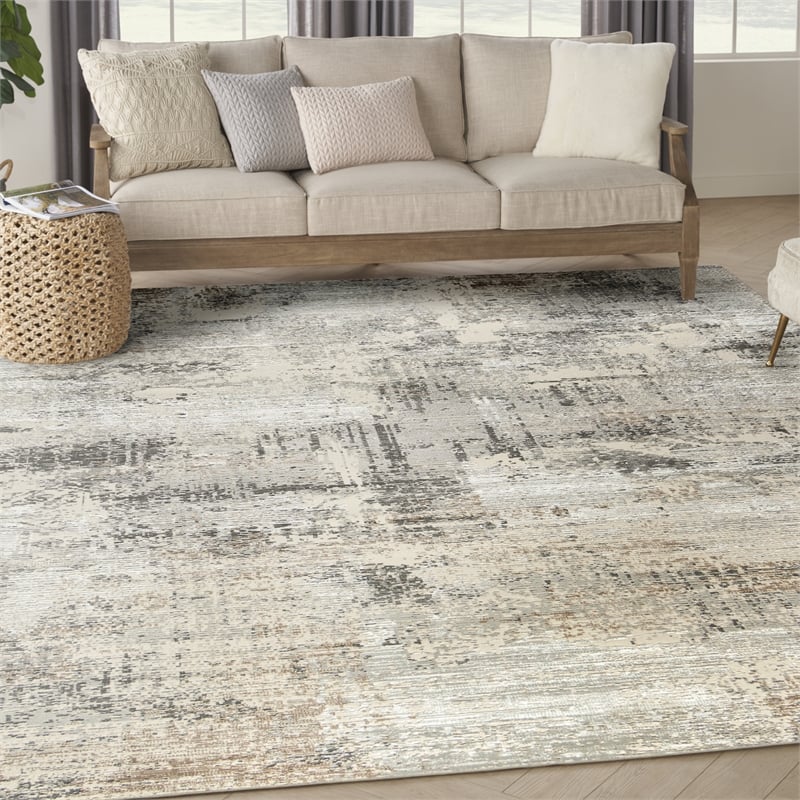 Nourison Home Eco-Friendly 10' x 14' Polyester Beige Grey Area Rug